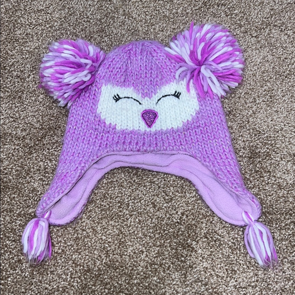 PLACE Lavender Owl Fleece Lined Hat
